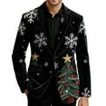 thumbnail image 1 of Lumeqa Men's Ugly Christmas Blazer Corduroy Xmas Print Holiday Party Jacket Two Button Slim Fit Business Office Blazers with Pockets, 1 of 5