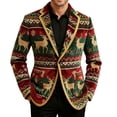 thumbnail image 1 of Lumeqa Men's Ugly Christmas Blazer Corduroy Xmas Print Holiday Party Jacket Two Button Slim Fit Business Office Blazers with Pockets, 1 of 5