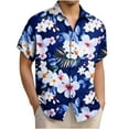 thumbnail image 1 of Lumeqa Mens Hawaiian Shirt Short Sleeve Button Down Shirts Tropical Floral Summer Beach Shirts, 1 of 5