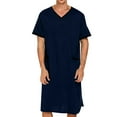thumbnail image 1 of Lumeqa Mens Nightshirt Short Sleeve V Neck Nightgown Loose Fit Comfy Pajama Sleepwear Henley Sleep Shirt with Pockets, 1 of 6
