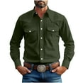 thumbnail image 1 of Lumeqa Mens Western Cowboy Shirts Button Up Shirts Long Sleeve Work Shirts for Men with Two Pockets, 1 of 6