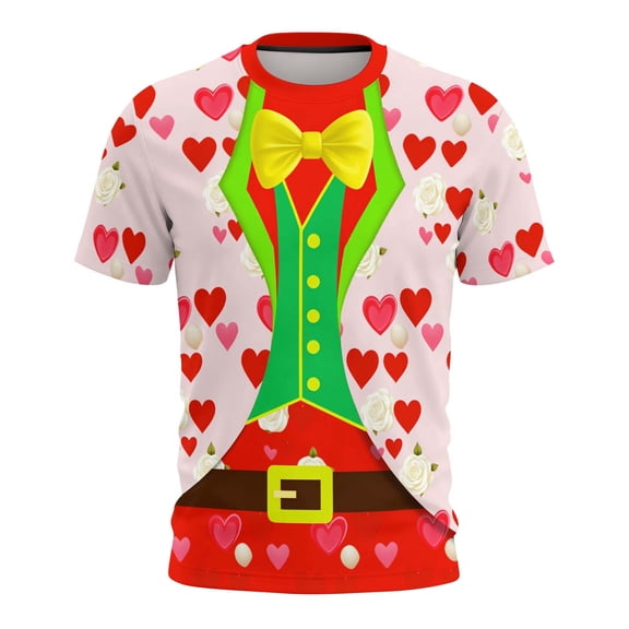 Lumeqa Valentines Days Funny Tuxedo Graphic T-Shirt Novelty Short Sleeve Crewneck Shirt Party Costume Top