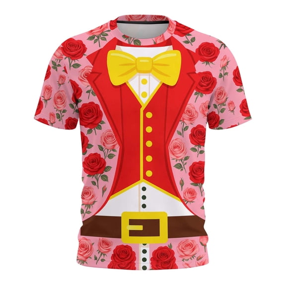 Lumeqa Valentines Days Funny Tuxedo Graphic T-Shirt Novelty Short Sleeve Crewneck Shirt Party Costume Top