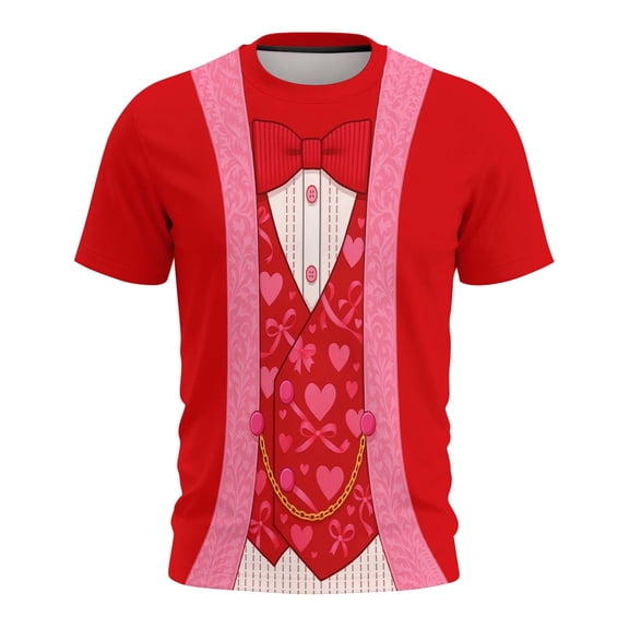Lumeqa Valentines Days Funny Tuxedo Graphic T-Shirt Novelty Short Sleeve Crewneck Shirt Party Costume Top
