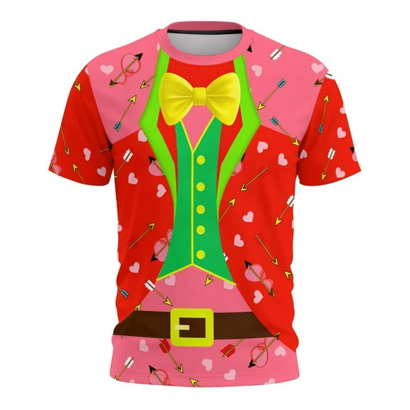 Lumeqa Valentines Days Funny Tuxedo Graphic T-Shirt Novelty Short Sleeve Crewneck Shirt Party Costume Top