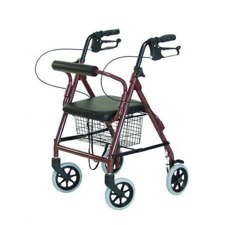Lumex 4 Wheel Rollator Walkabout Junior Burgundy Lightweight Aluminum 1 Count
