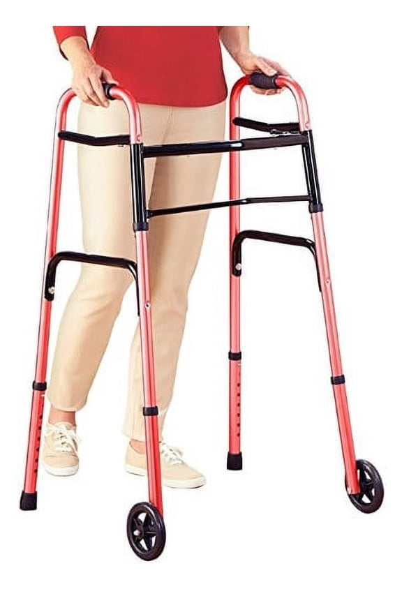 716270R-1 Everyday Walker with 5' Wheels, Dual Release, Red
