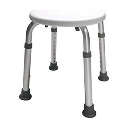 Lumex Adjustable Round Shower Stool Bath Bench Seat w/ Non-Slip Feet, White