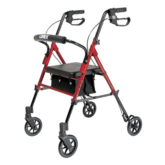 Lumex Set n' Go Rollator, Height-Adjustable, Rolling for Seniors with Seat, Burgundy