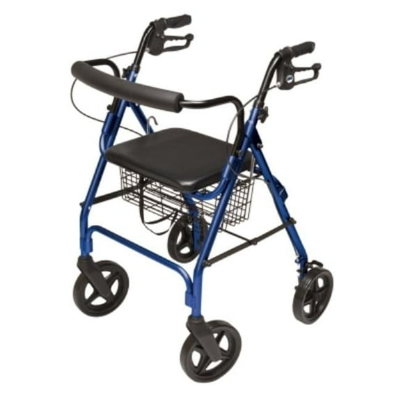 Lumex Walkabout Four-Wheel Contour Deluxe Rollator, Blue
