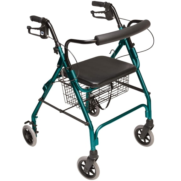 Lumex Walkabout Lite Rollator Lightweight 14.5 lb. Rolling Walker with Seat for Seniors, Green
