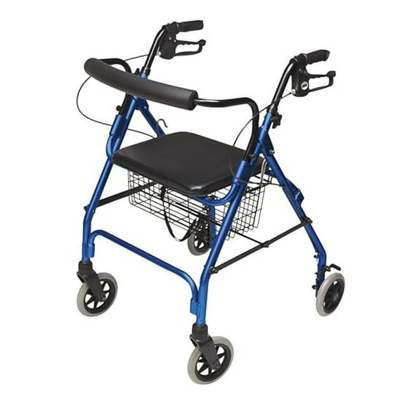 Lumex Walkabout Lite Rollator Lightweight 14.5 lb. Rolling walk-er with Seat for Seniors, Blue Royal Blue