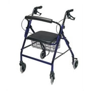 Lumex Walkabout Wide Four Wheel Rollator, 18.5 Inches, Royal Blue