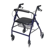 Lumex Walkabout Wide Rollator with Seat - Wide 15.5 Seat with 350 lb. Weight Capacity - Royal Blue, RJ4318B