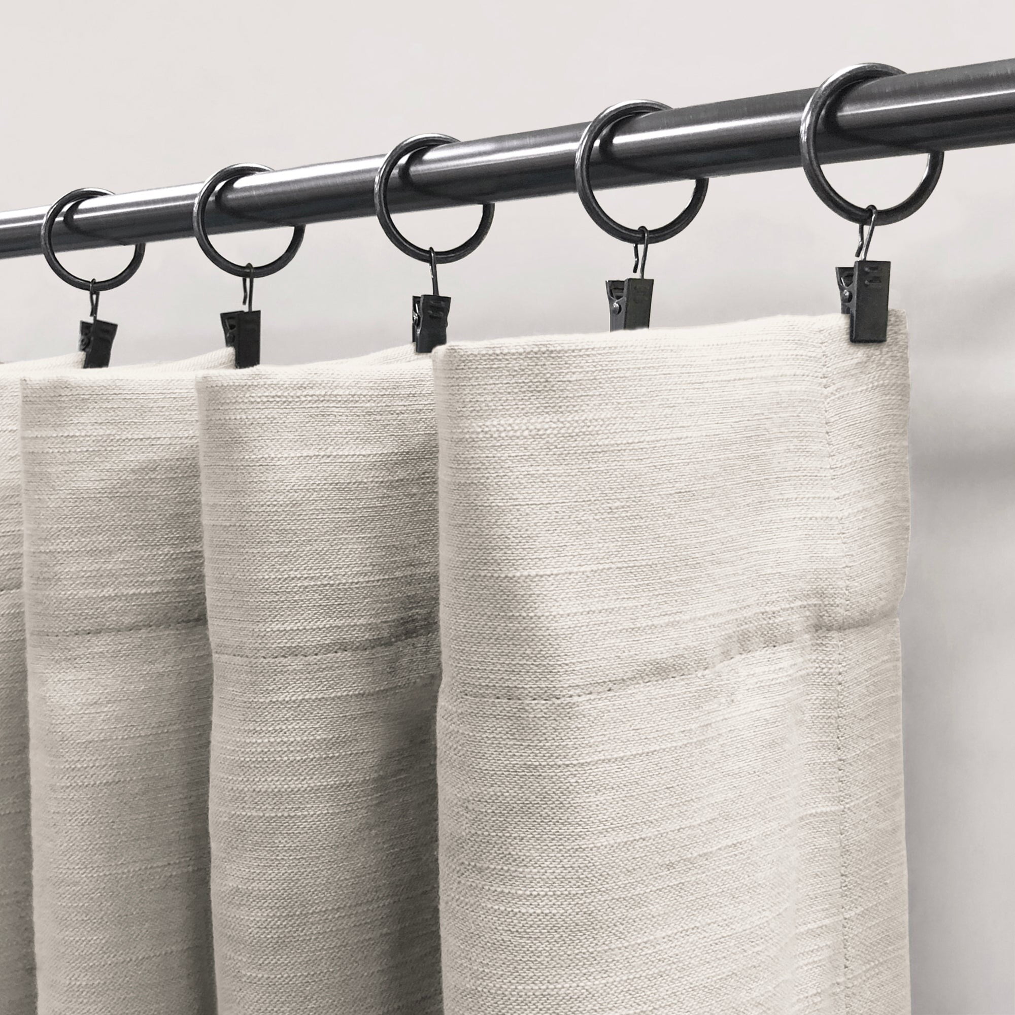Lumi 1-1/4 in. Clip Rings For 3/4 in. Curtain Rods Gunmetal(7-Pack)