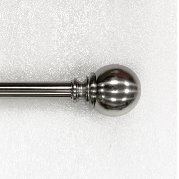 Lumi 1" Brushed Nickel Ball Single Curtain Rod, 36-72"