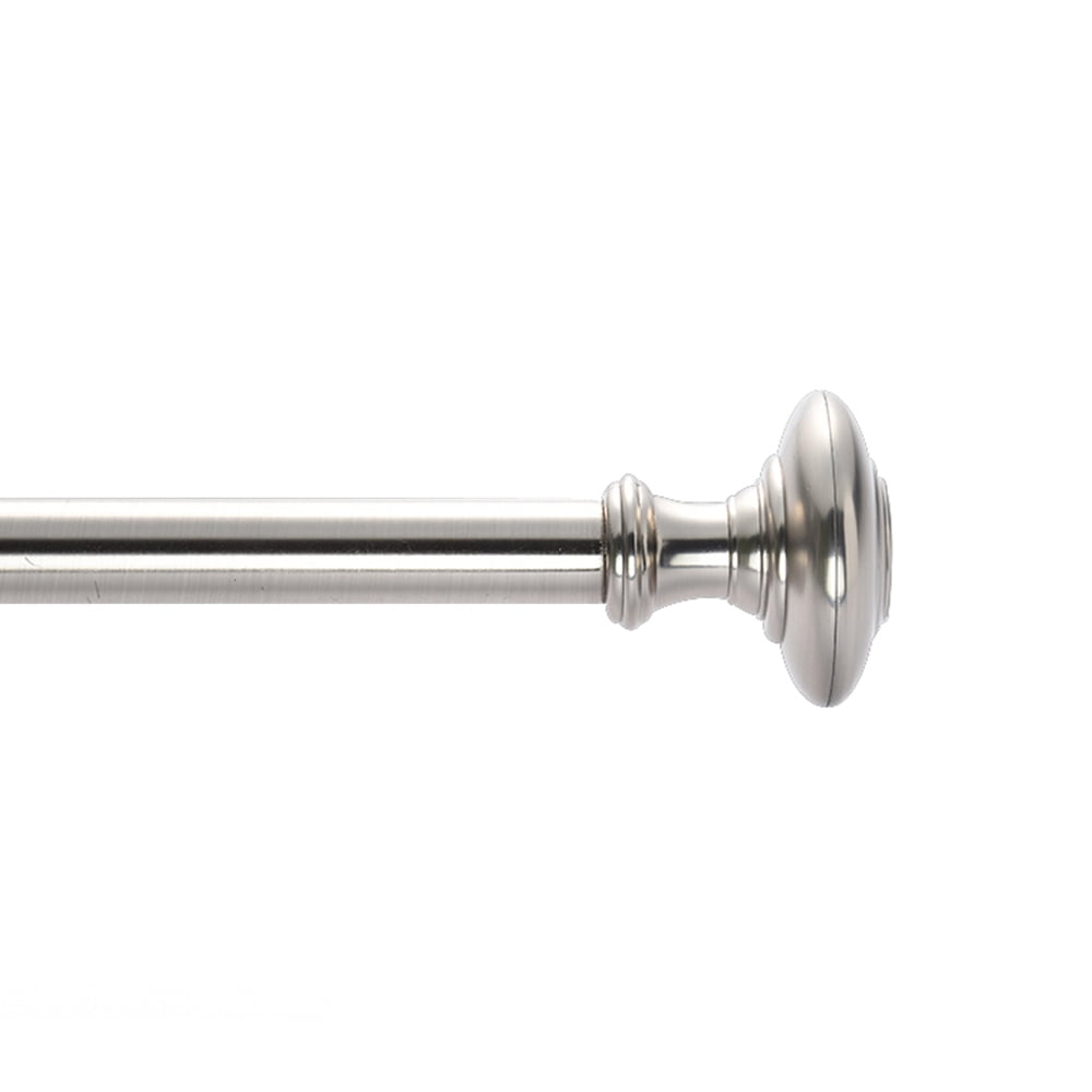 Lumi 1" Brushed Nickel Knob Adjustable Curtain Rod, 36-72"