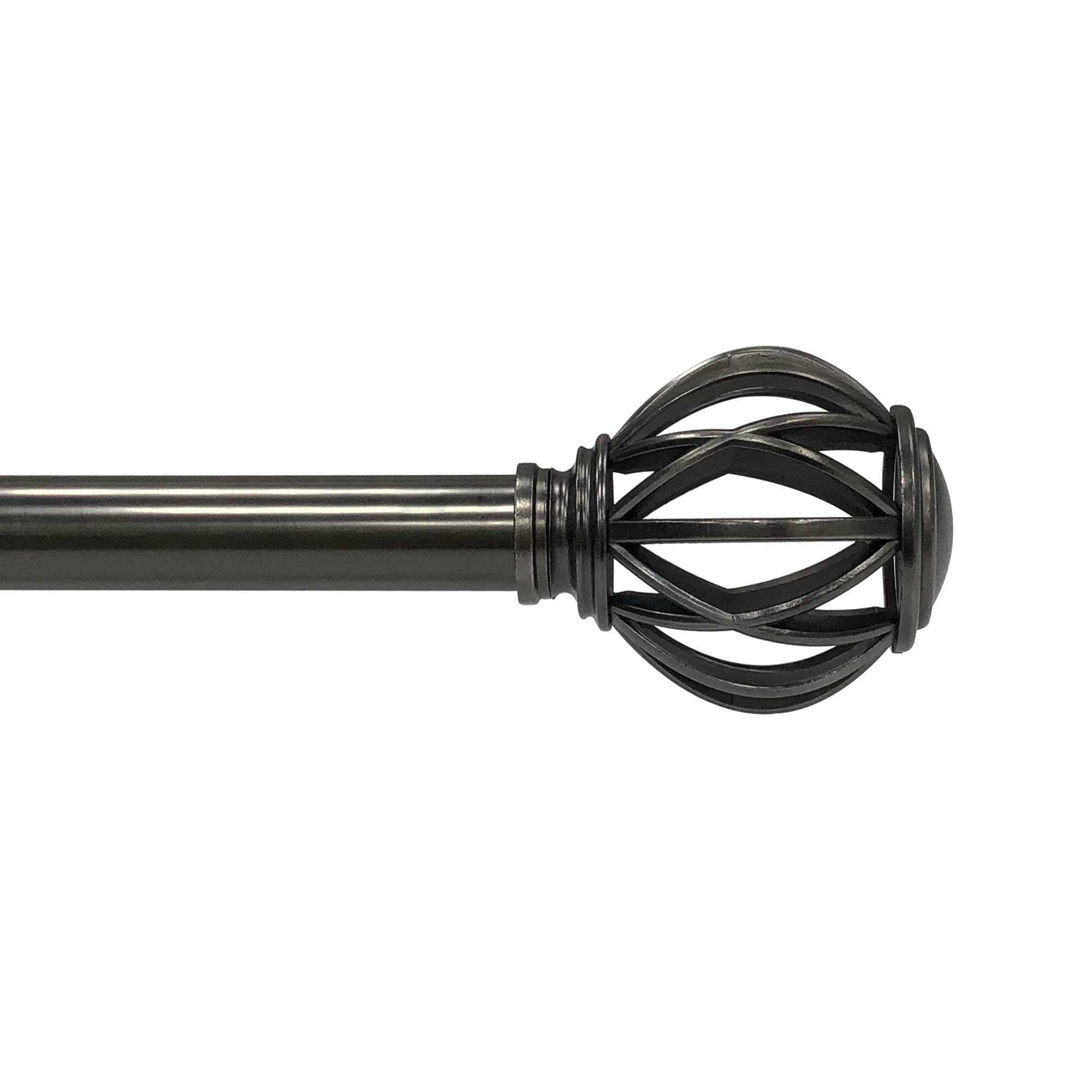 Lumi 1" Drapery Single Curtain Rod Set with Decorative Cage finials_Gunmetal