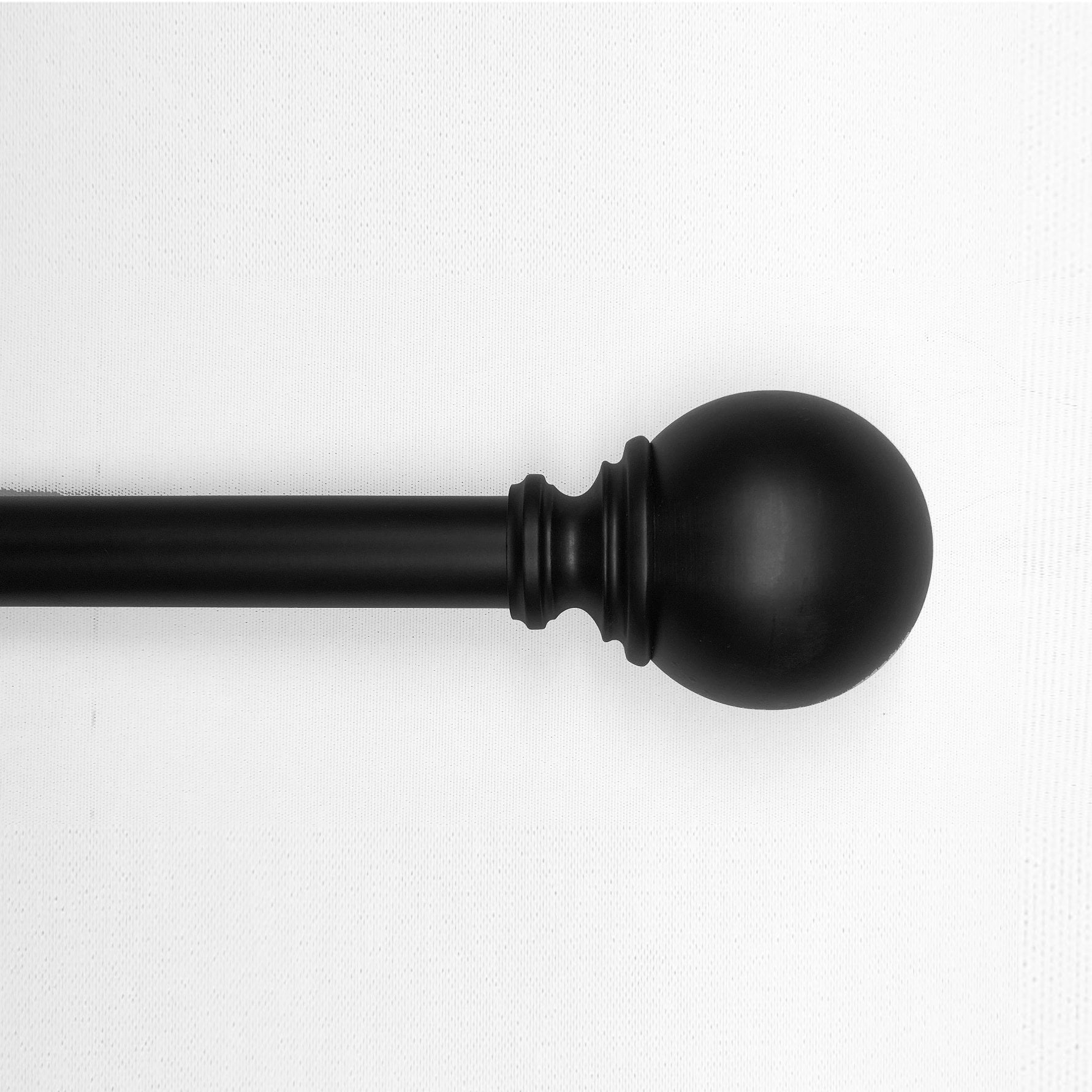 Lumi 1" Matte Black Ball Single Curtain Rod, 72-144"