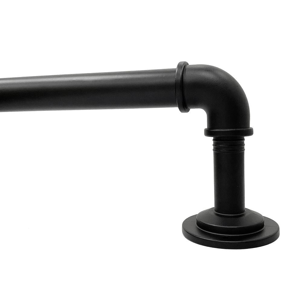 Lumi 1" Matte Black Wraparound Single Curtain Rod, 72-144"