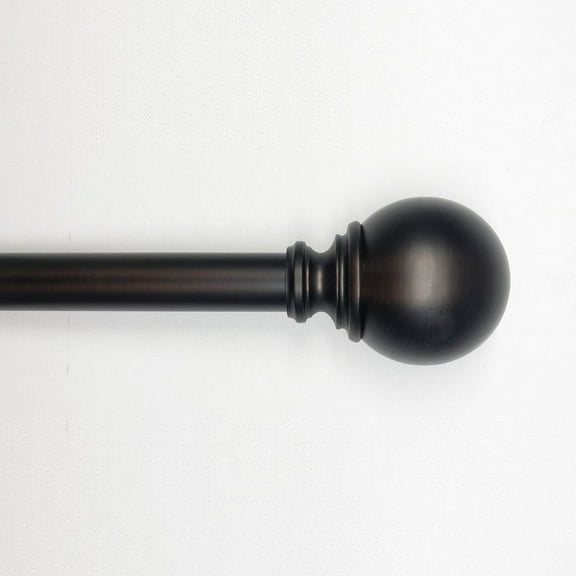Lumi 1" Oil Rubbed Bronze Ball Single Curtain Rod, 36-72"