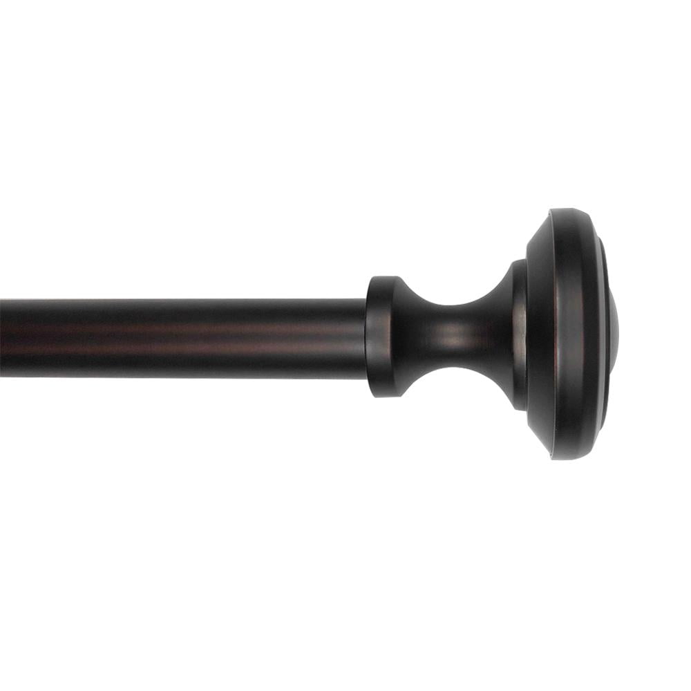 Lumi 1" Oil Rubbed Bronze Knob Single Curtain Rod, 36-72"