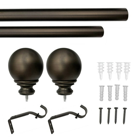 Lumi 1" Single Curtain Rod Brushed Nickel/Black/Oil Bronze-Ball finial 36"-72" - Oil Rubbed Bronze