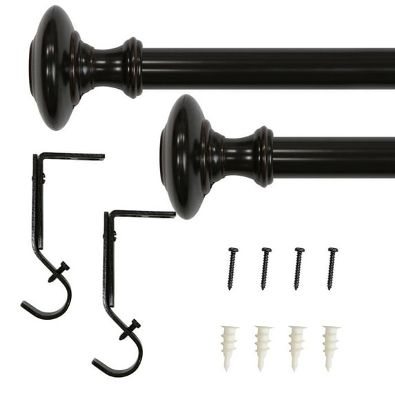 Lumi 1" Single Curtain Rod Brushed Nickel /Oil Rubbed Bronze- Knob 36"-72" - Oil Rubbed Bronze