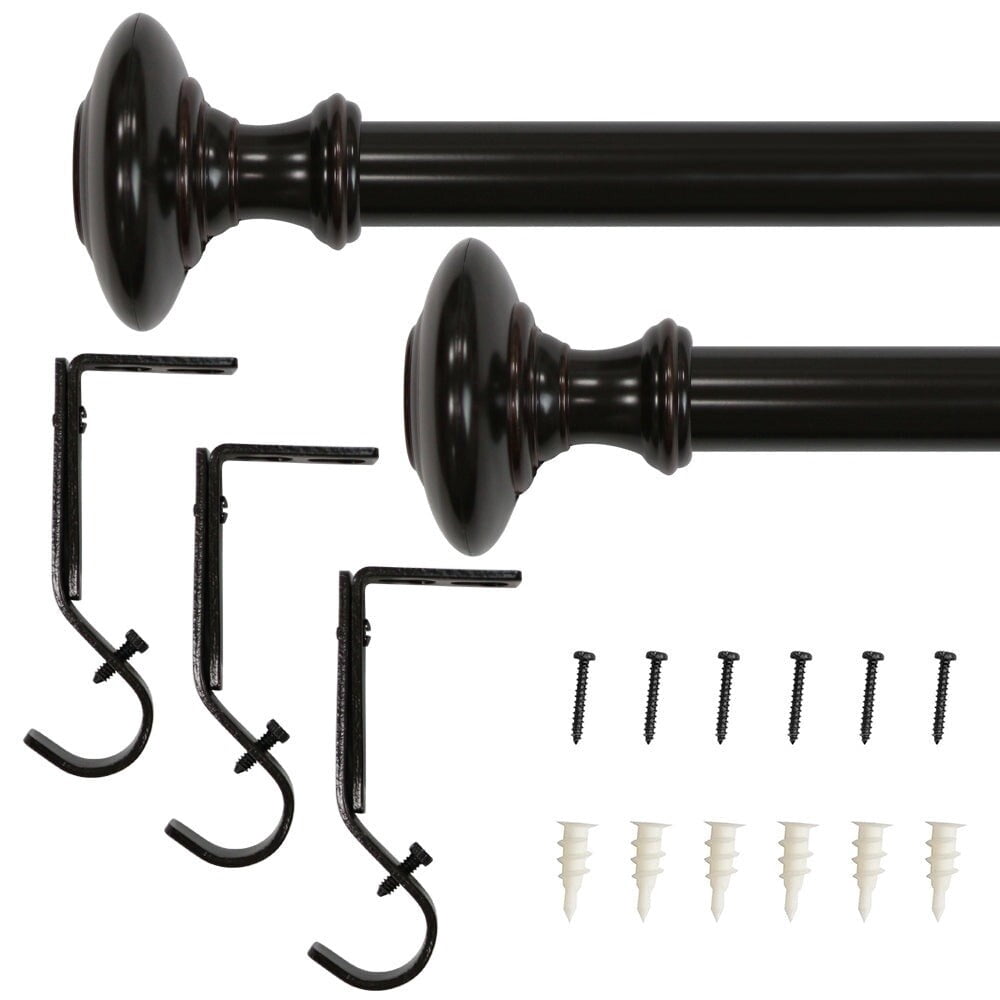 Lumi 1" Single Curtain Rod Brushed Nickel /Oil Rubbed Bronze- Knob 72"-144" - Oil Rubbed Bronze