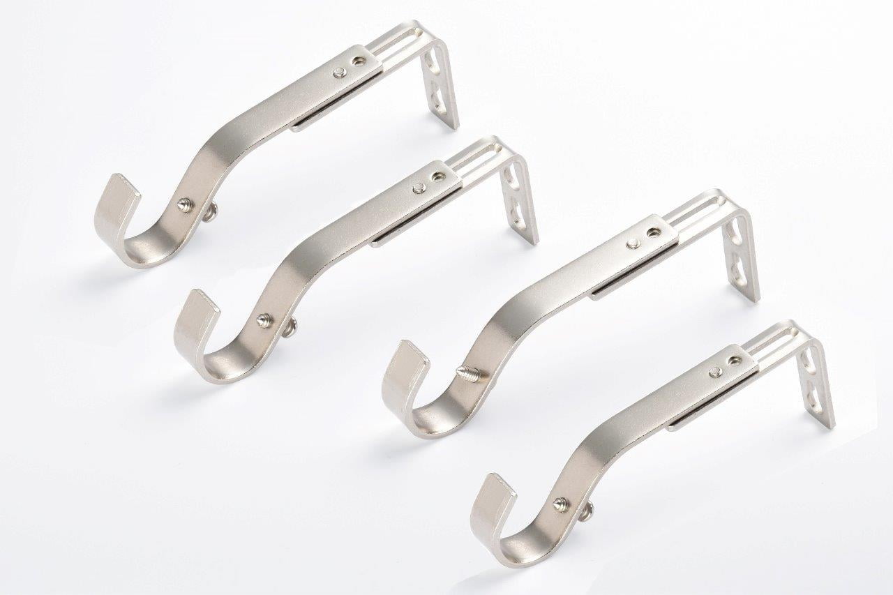 Lumi 1" Single Drapery Curtain Rod Brackets Brushed Nickel, Set of 4