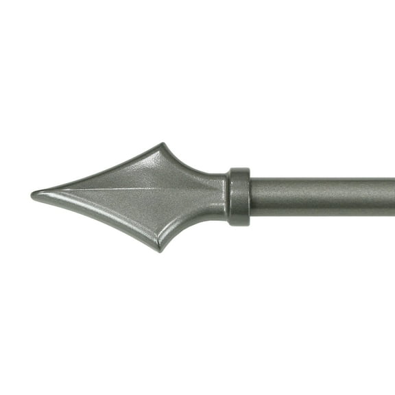 Lumi 28 in. - 48 in. Adjustable Single Curtain Rod 5/8 in. Dia. in Pewter with Arrow finials