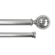 Lumi 3/4" & 1" Drapery Double Curtain Rod Set with ball & end cap finials_Brushed Nickel