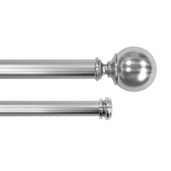 Lumi 3/4" & 1" Drapery Double Curtain Rod Set with ball & end cap finials_Brushed Nickel