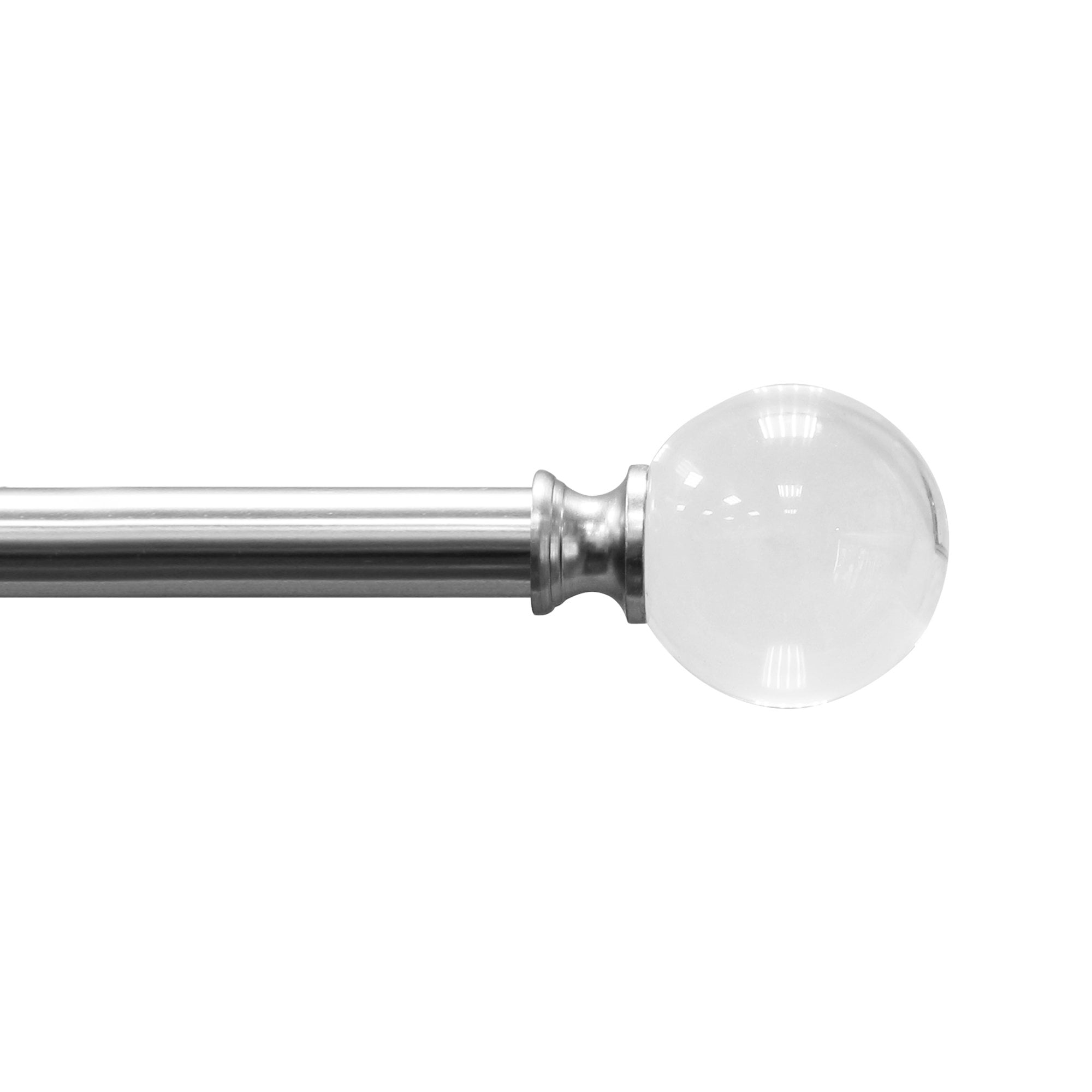 Lumi 3/4" Acrylic Ball Single Curtain Rod Set, Brushed Nickel, 36"-66"