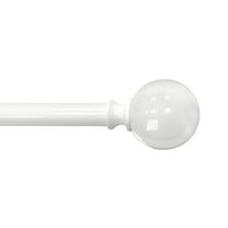 Lumi 3/4" Acrylic Ball Single Curtain Rod Set, White, 36"-66"