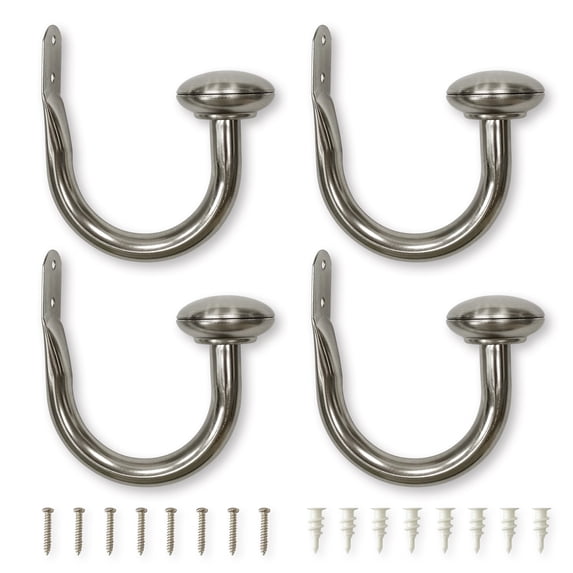 Lumi 3/4 in. Dia. Curtain Holdback (2-Pack / 4-Pack) 4 PACK - Brushed Nickel