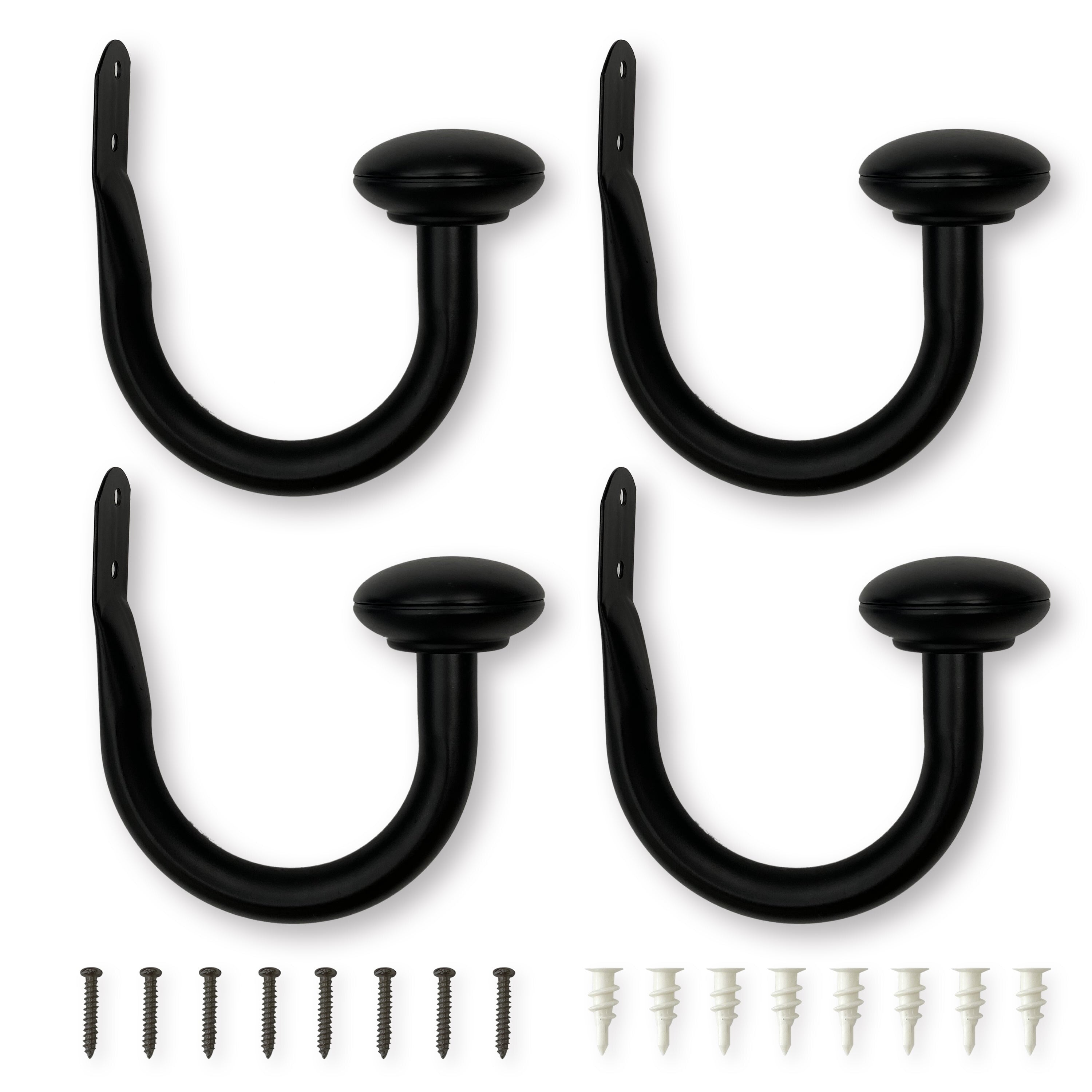 Lumi 3/4 in. Dia. Curtain Holdback (4 Pack) - Matte Black
