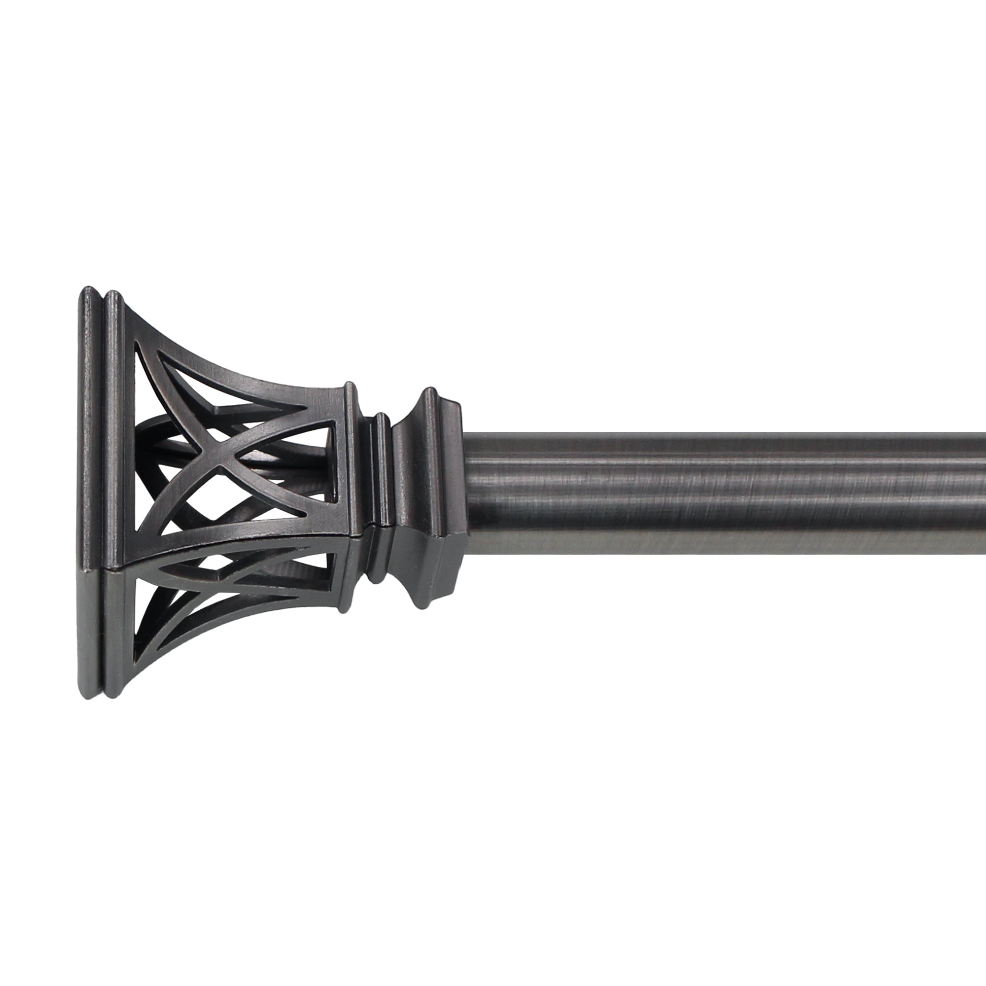 Lumi 36 in. - 66 in. Adjustable Single Curtain Rod 3/4 in. Dia. in Gunmetal with Square Cage finials