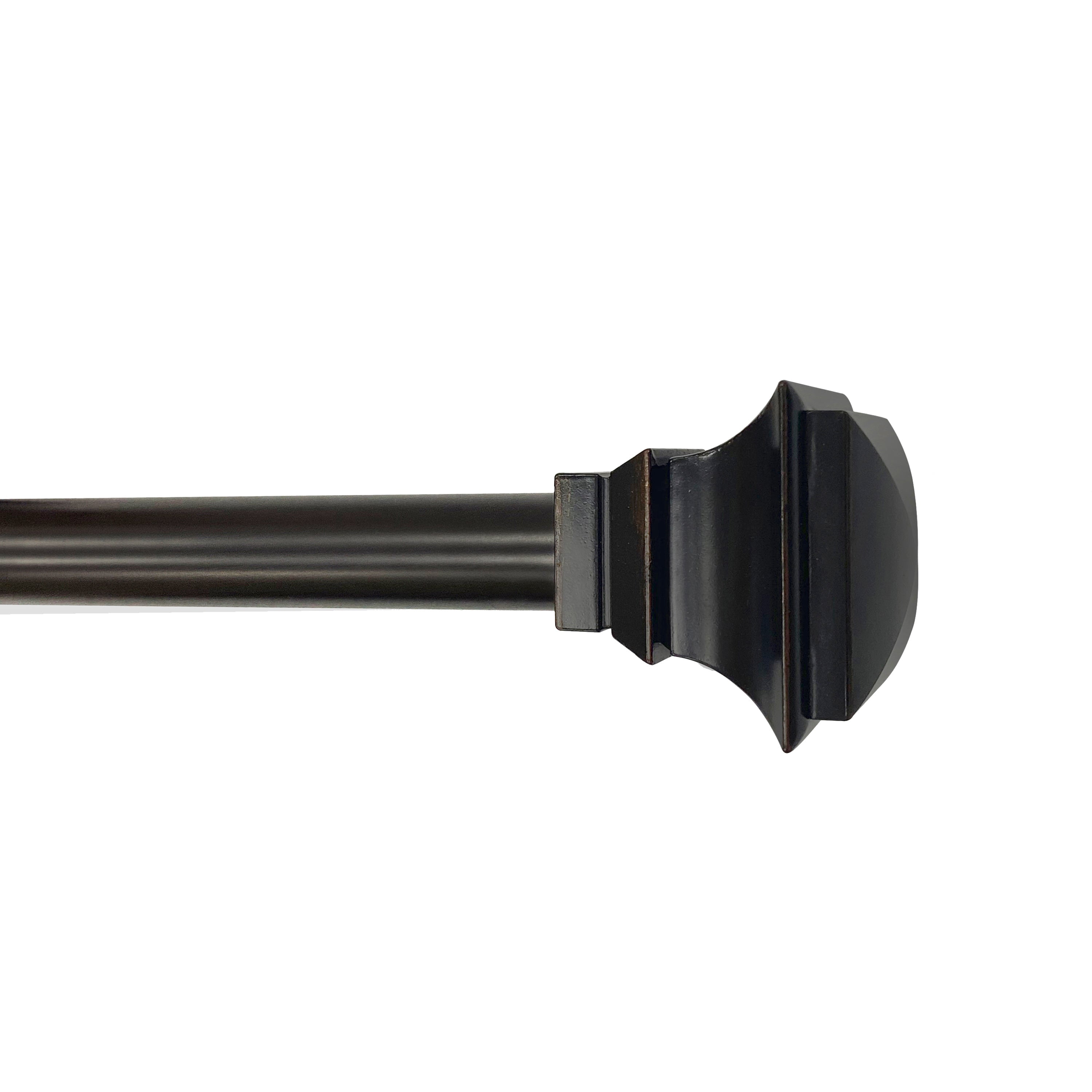 Lumi 36 in. - 66 in. Adjustable Single Curtain Rod 3/4 in. Dia. in ORB with Classic Square finials
