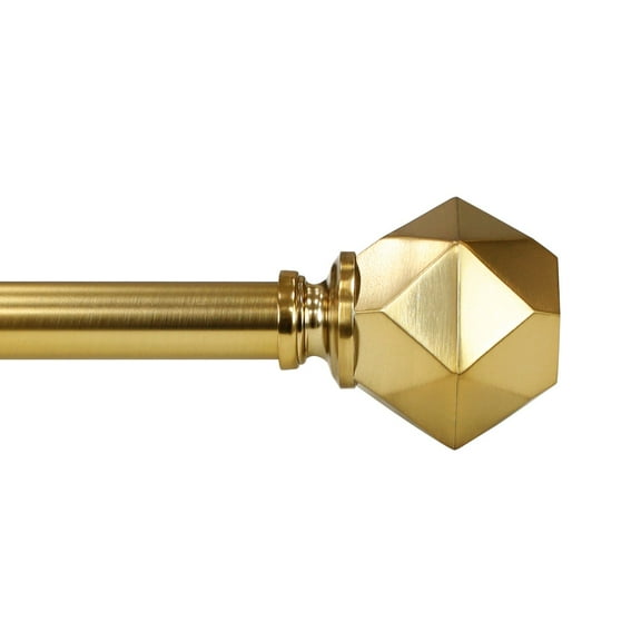 Lumi 36 in. - 66 in. Telescoping 3/4 in. Single Curtain Rod Kit in Champagne with Geometric Finials