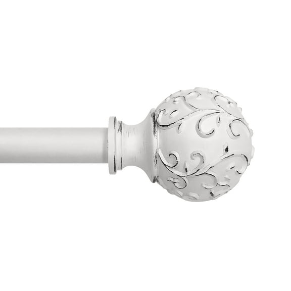 Lumi 36 in. - 66 in. Telescoping 3/4 in. Single Curtain Rod Kit in White with Farmhouse Ball Finial