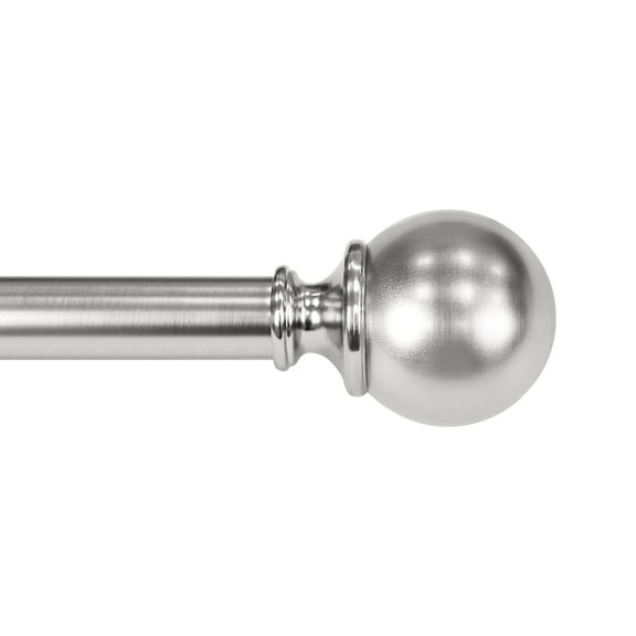 Lumi 36 in. - 72 in. Telescoping 1 in. Single Curtain Rod Kit in Brushed Nickel with Ball Finial