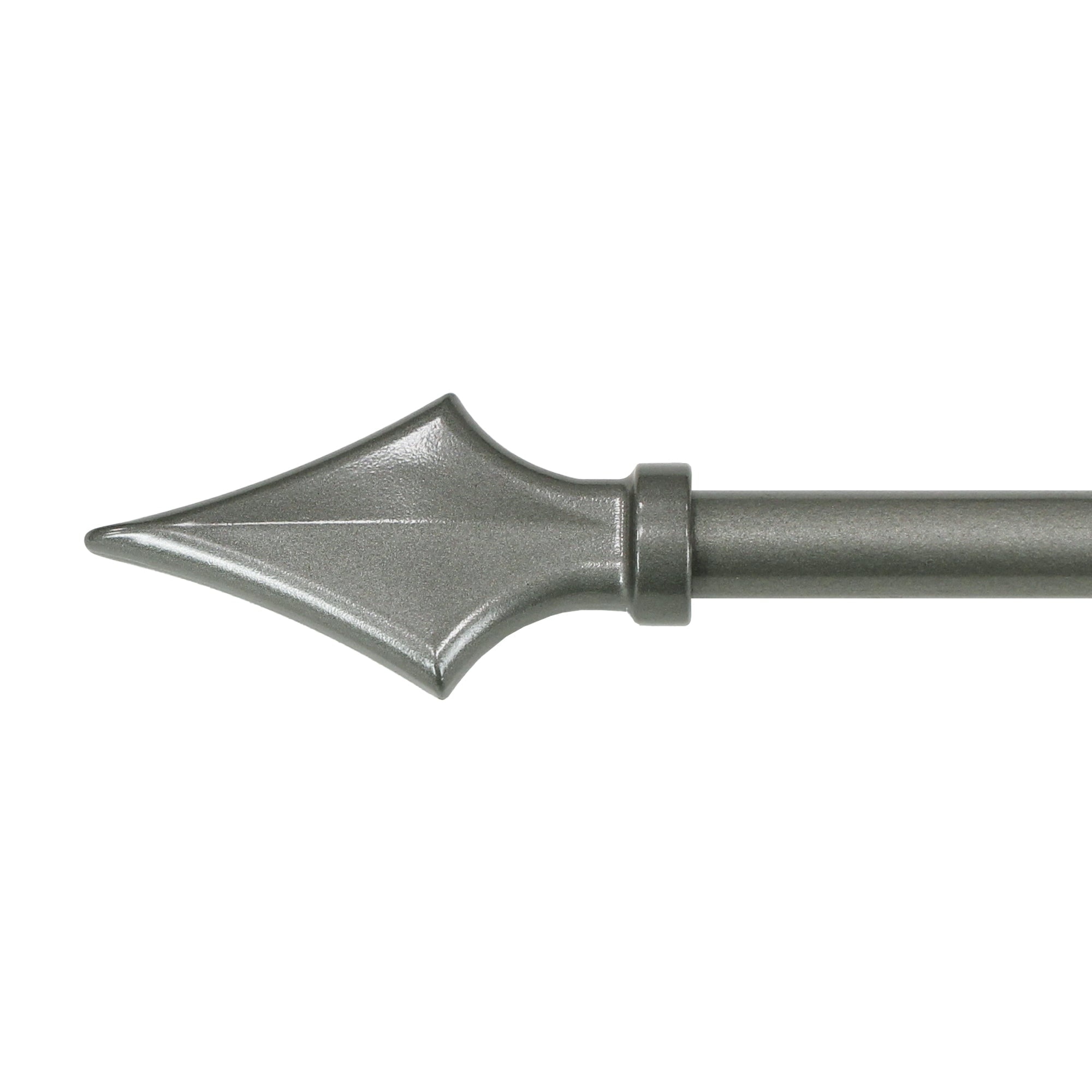 Lumi 48 in. - 84 in. Adjustable Single Curtain Rod 5/8 in. Dia. in Pewter with Arrow finials
