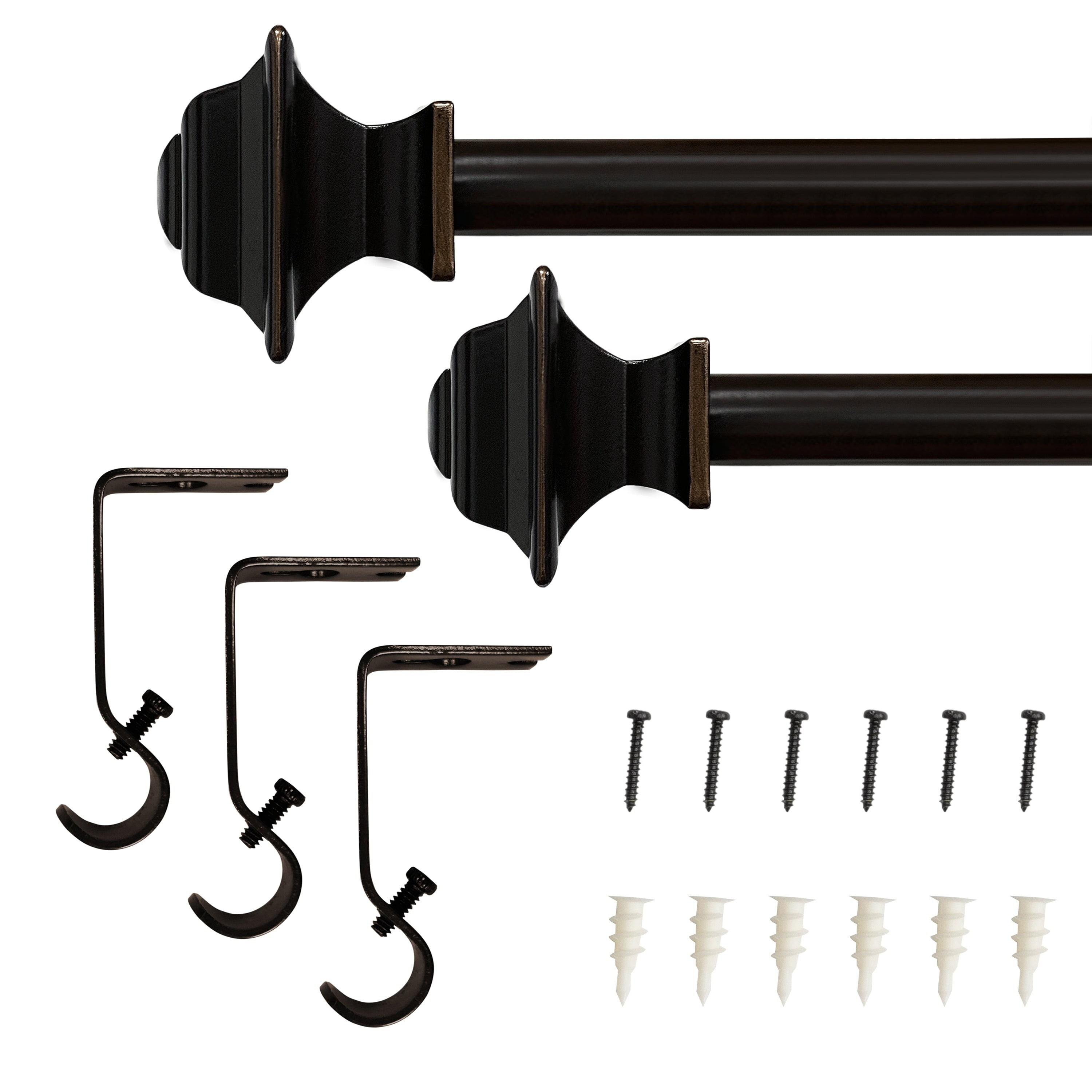 Lumi 48-84" Oil Rubbed Bronze Curtain Rod with Square Finials