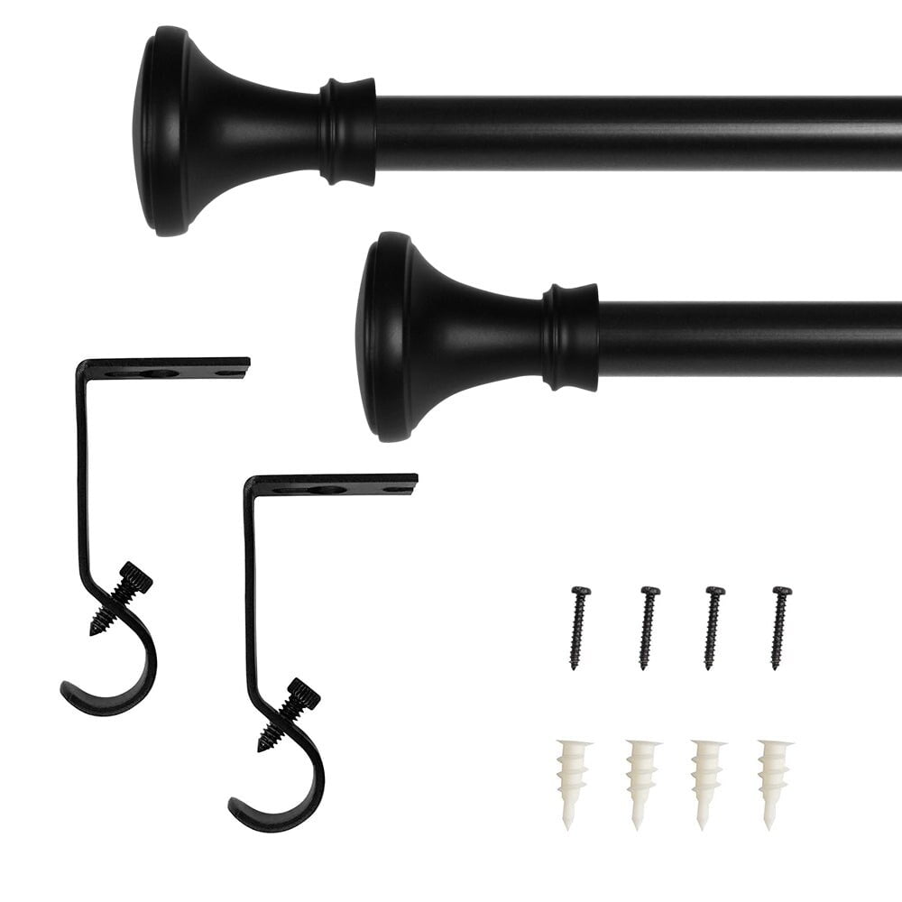 Urbanest 5/8" Telescoping Double Curtain Rod Set With Trumpet Finials – Multiple Sizes: 28-48, 48-84, 84-120 Inches - View #5