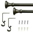 thumbnail image 1 of Lumi 5/8" Single Curtain Rod Set Pewter/ Matte Black- Trumpet finials 28"-48" - Pewter, 1 of 5