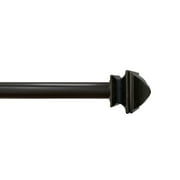 Lumi 5/8" Single Drapery Curtain Rod Set with Faceted Square Finials, Oil Rubbed Bronze, 28"-48"