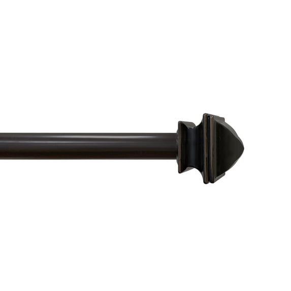 Lumi 5/8" Single Drapery Curtain Rod Set with Faceted Square Finials, Oil Rubbed Bronze, 28"-48"