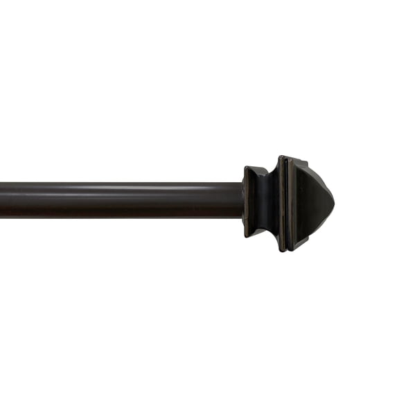 Lumi 5/8" Single Drapery Curtain Rod Set with Faceted Square Finials, Oil Rubbed Bronze, 28"-48"