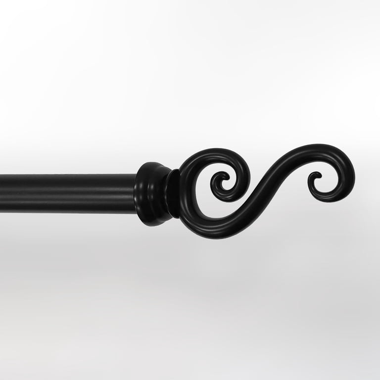 Adjustable Black Curtain Rod, 32-90 Inches, Heavy Duty Metal With Brackets, Easy Install For Bedroom Or Living Room
